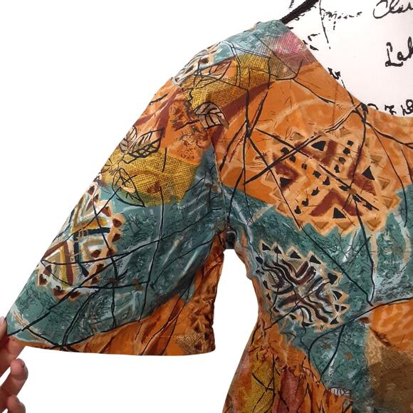 Vintage 80s Sita 100% Cotton Button Front Maxi Dress Womens M Boho Lagenlook - Picture 5 of 8